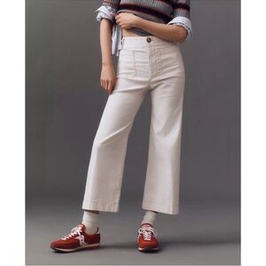 NWT Anthropologie Colette Linen Cropped Wide Leg Pants Maeve Magic Cream 27